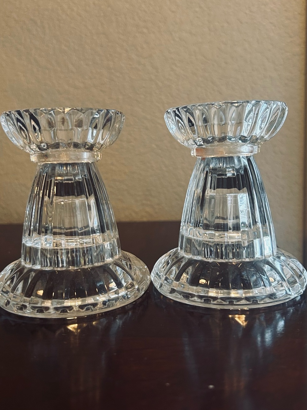Clear Glass Pressed Candlestick Pair - Crystal Look Home Accent